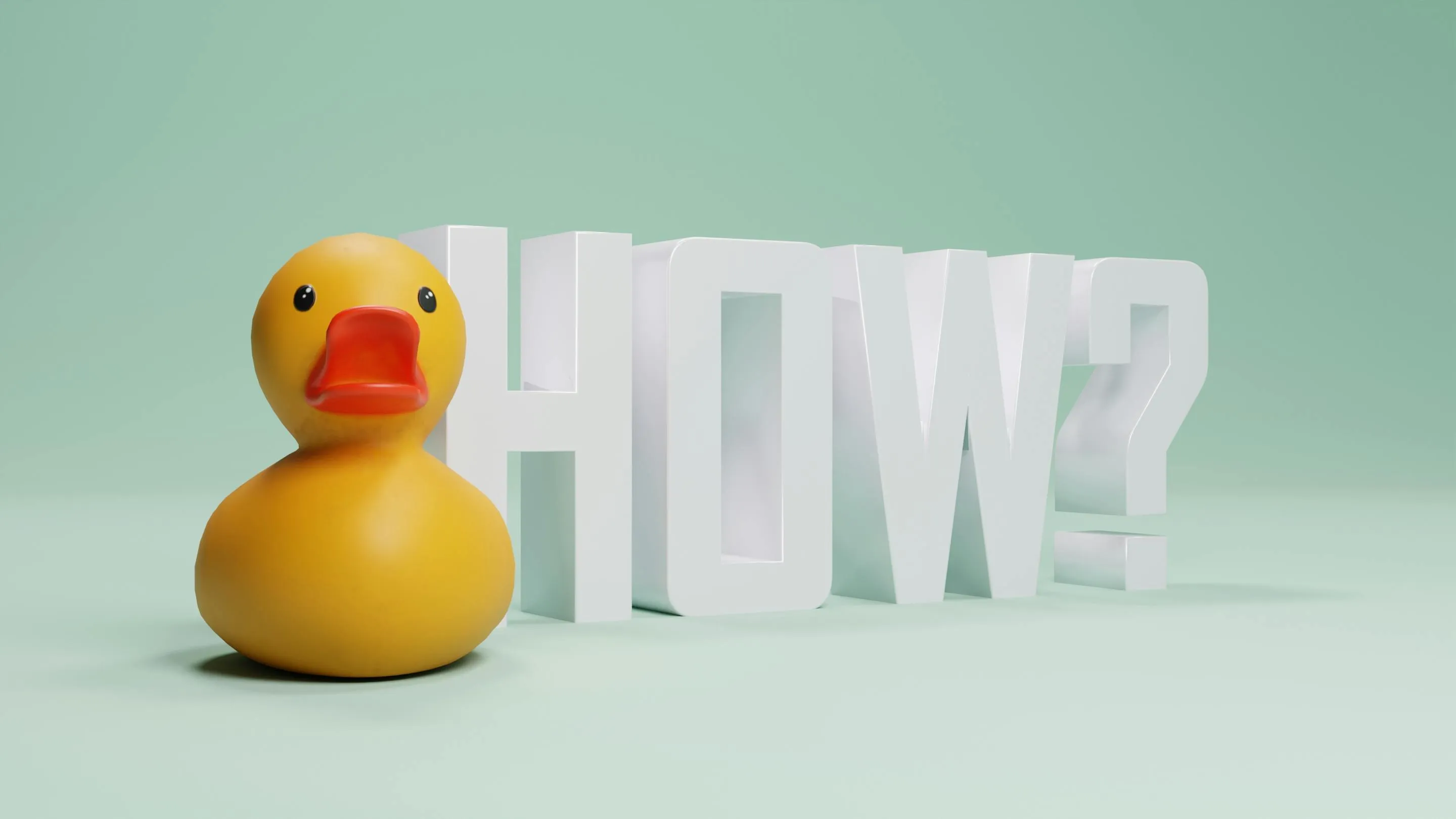 A rubber duck beside the word how