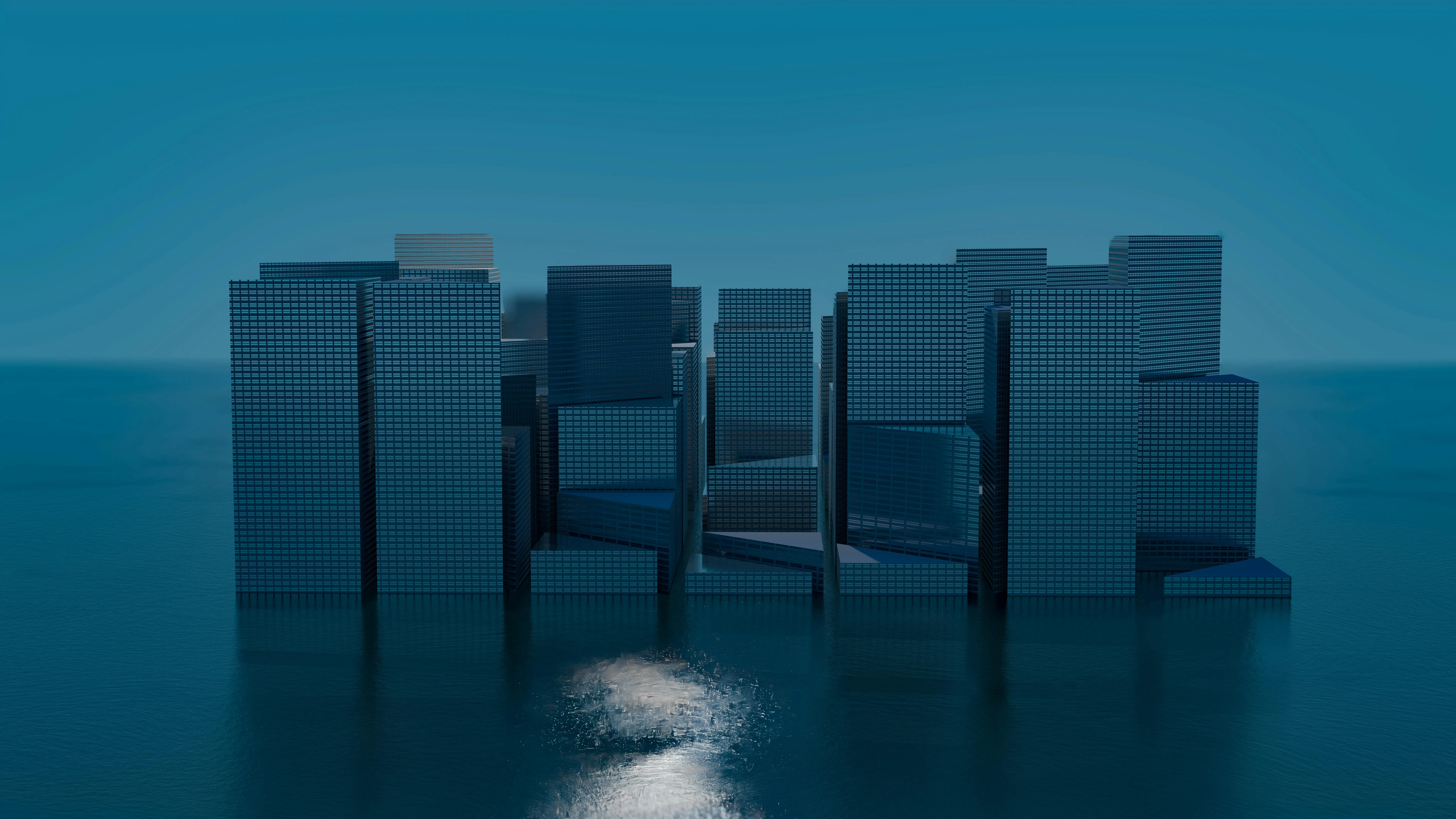 Towers of servers crowning from the sea